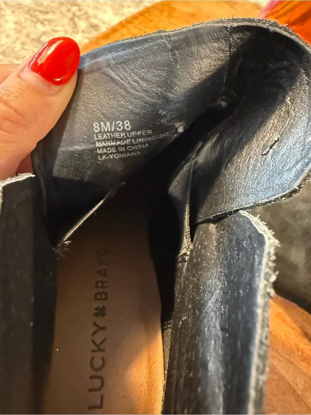 Lucky Brand Black Suede Wedge Ankle Booties